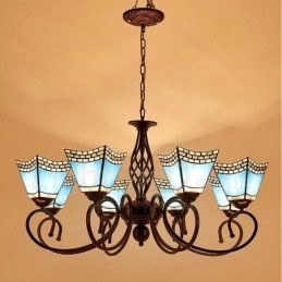 Candelabru metalic integrat în stil mediteranean cu 8 lumini