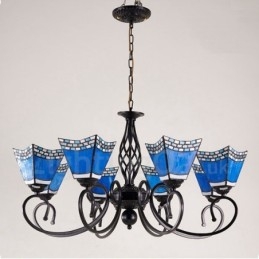 Candelabru metalic integrat în stil mediteranean cu 8 lumini