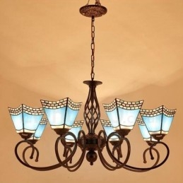 Candelabru metalic integrat în stil mediteranean cu 8 lumini