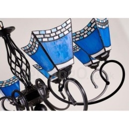 Candelabru metalic integrat în stil mediteranean cu 8 lumini