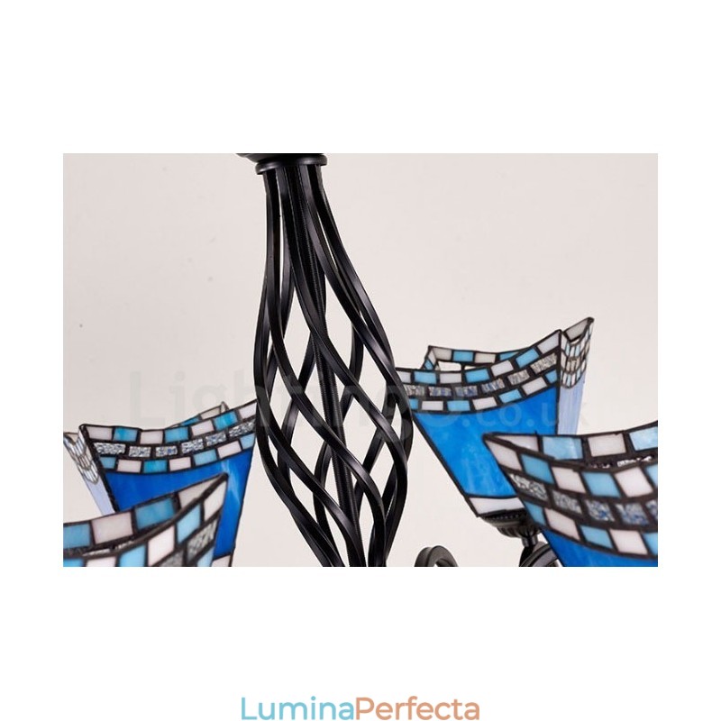 Candelabru metalic integrat în stil mediteranean cu 8 lumini