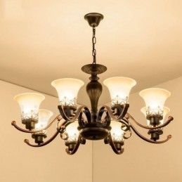 Candelabru metalic integrat Rustic Lodge cu 8 lumini