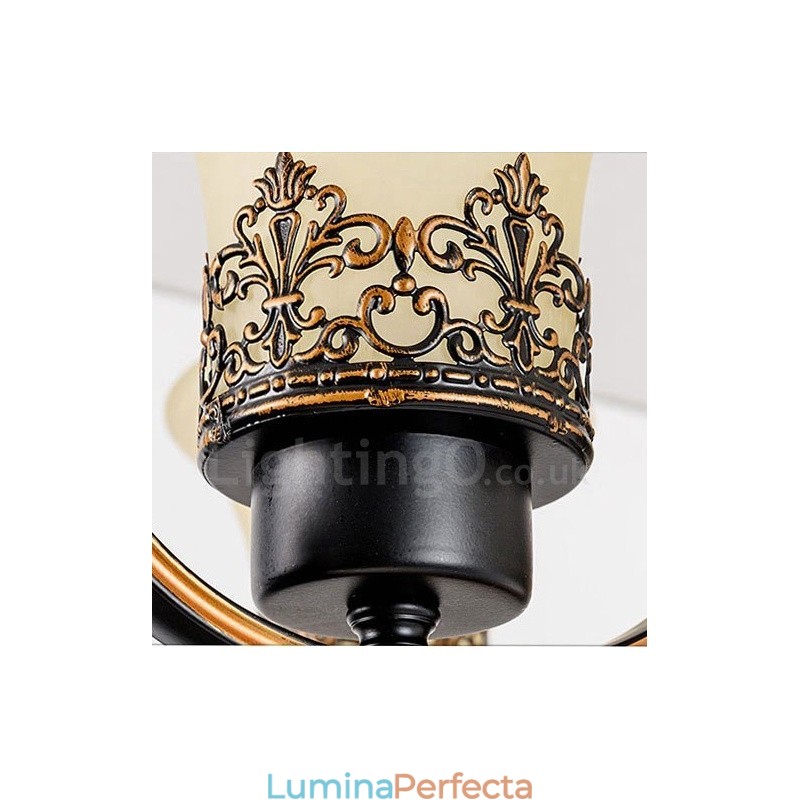 Candelabru metalic integrat Rustic Lodge cu 8 lumini