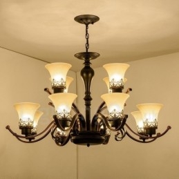 Candelabru metalic integrat Rustic Lodge cu 12 lumini