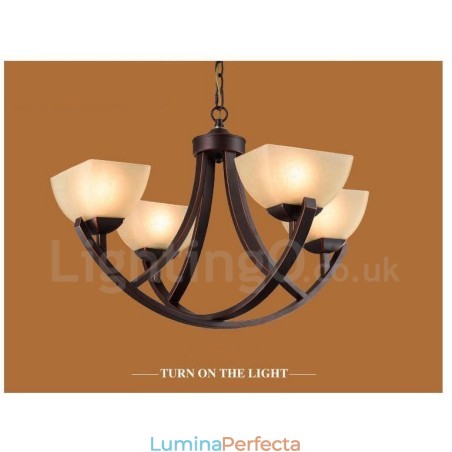 Candelabru metalic integrat Rustic Lodge cu 4 lumini