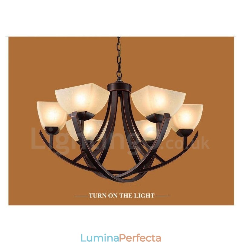 Candelabru metalic integrat Rustic Lodge cu 6 lumini