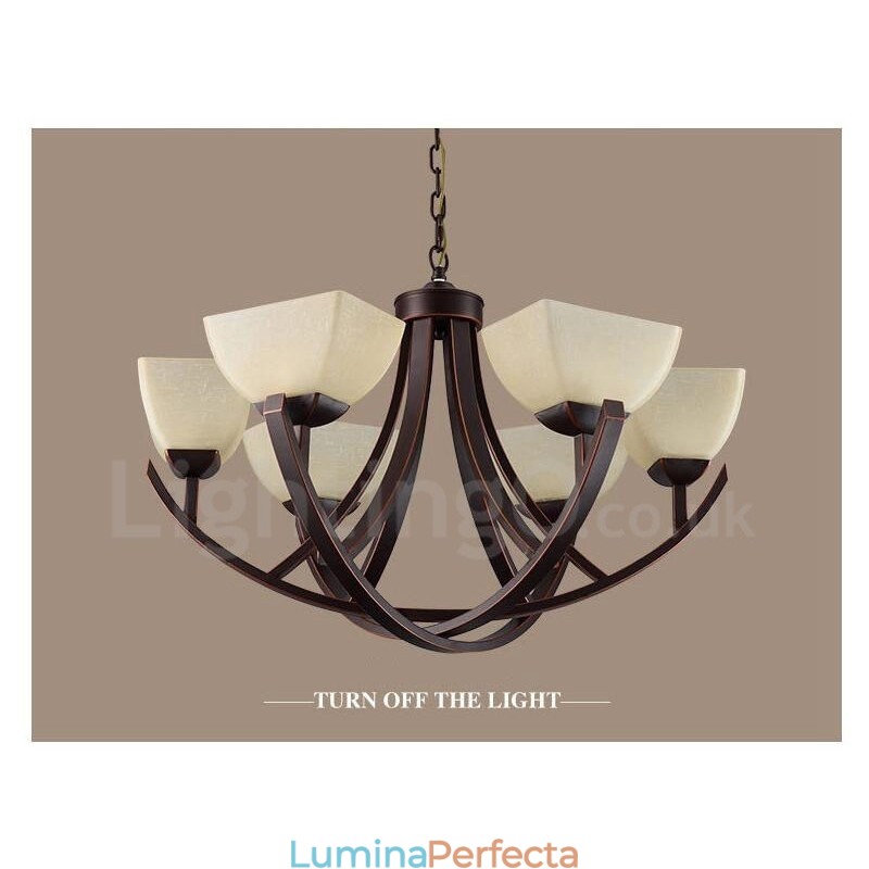 Candelabru metalic integrat Rustic Lodge cu 6 lumini