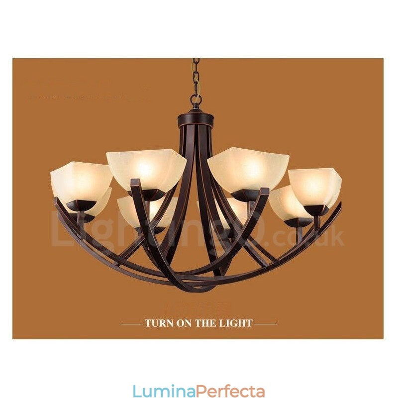 Candelabru metalic integrat Rustic Lodge cu 8 lumini
