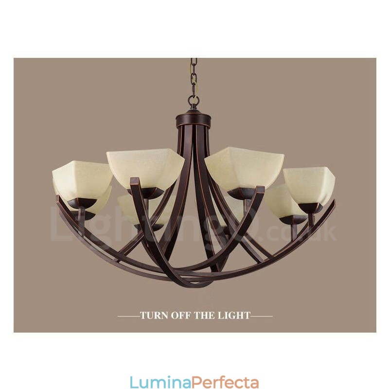 Candelabru metalic integrat Rustic Lodge cu 8 lumini