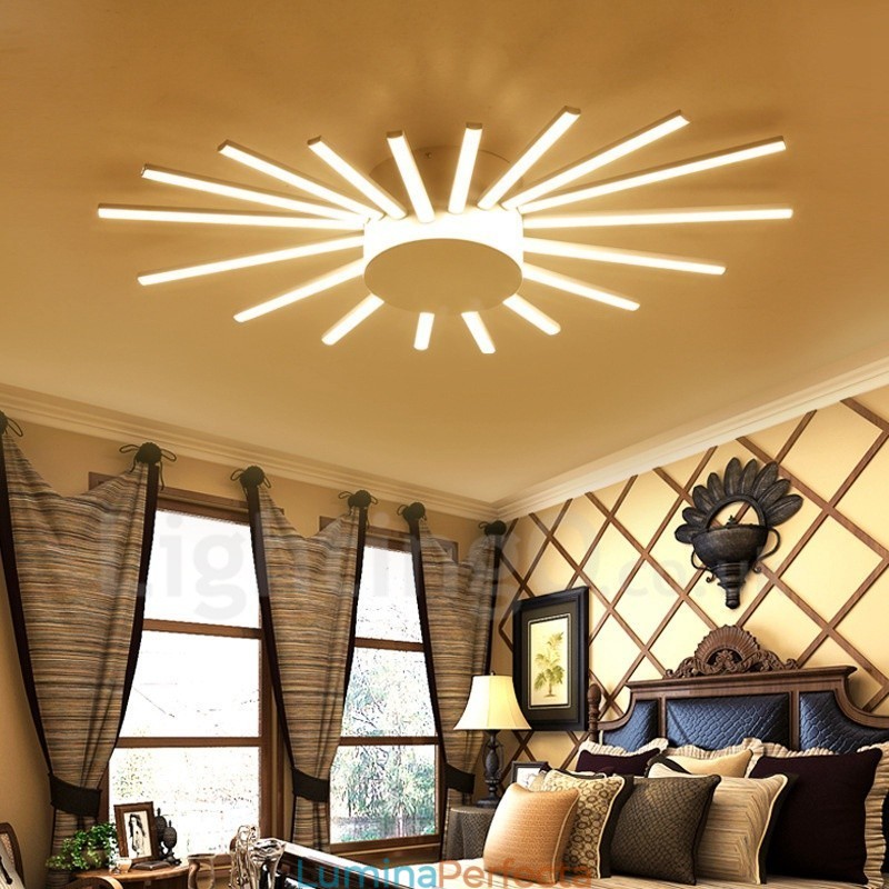 Candelabru metalic integrat modern contemporan cu 18 lumini
