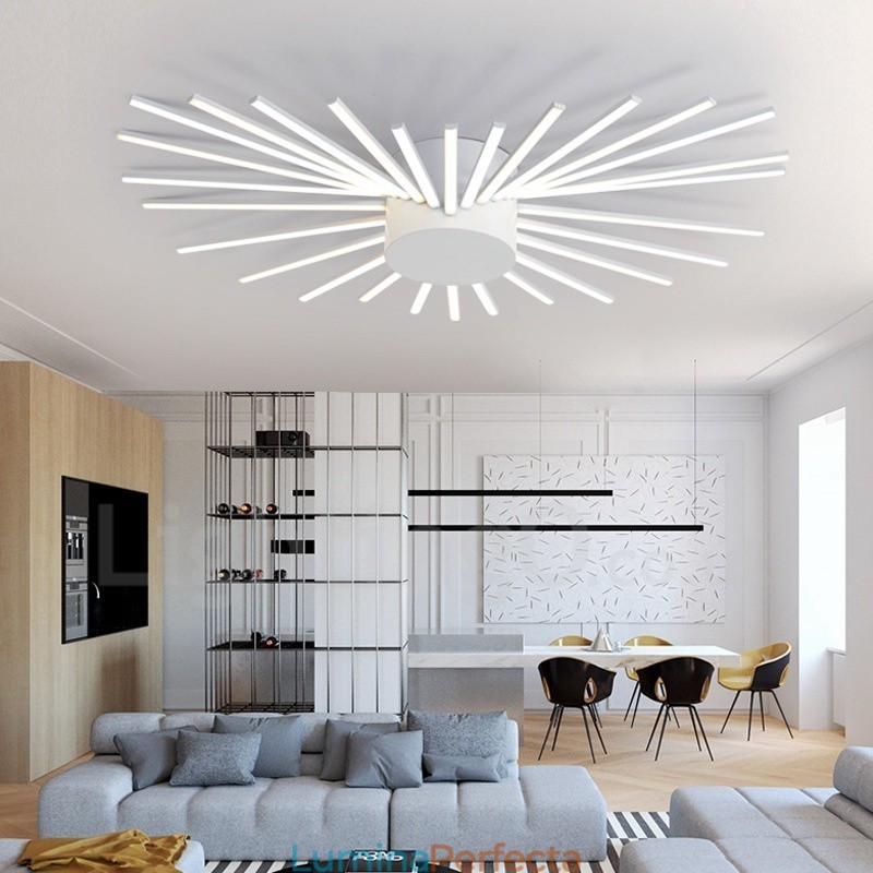 Candelabru metalic integrat modern contemporan cu 28 de lumini