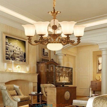 Candelabru de lux tradițional clasic integrat din metal cu 6 lumini Candelabru de lux tradițional clasic integrat din metal cu 6 lumini