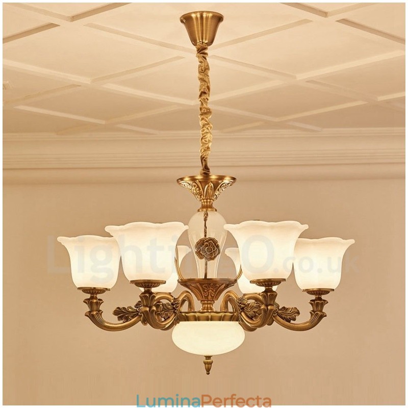Candelabru de lux tradițional clasic integrat din metal cu 6 lumini