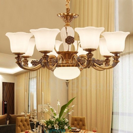 Candelabru de lux tradițional clasic integrat din metal cu 8 lumini Candelabru de lux tradițional clasic integrat din metal cu 8 lumini