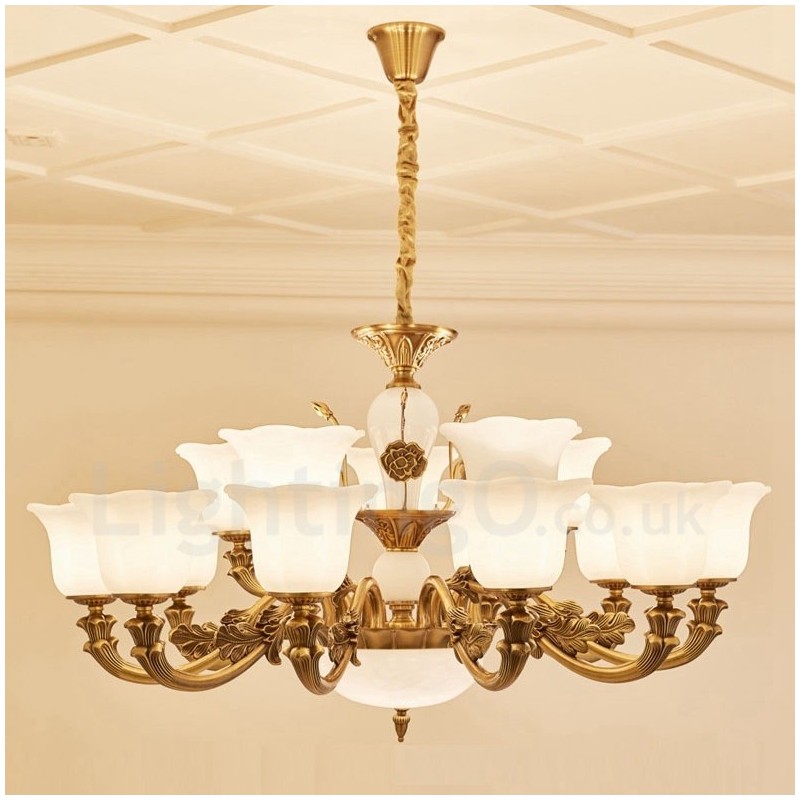 Candelabru de lux tradițional clasic integrat din metal cu 15 lumini