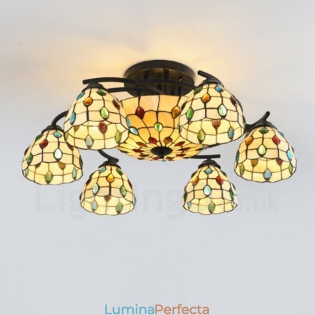 Candelabru integrat în stil mediteranean cu 9 lumină Candelabru integrat în stil mediteranean cu 9 lumină