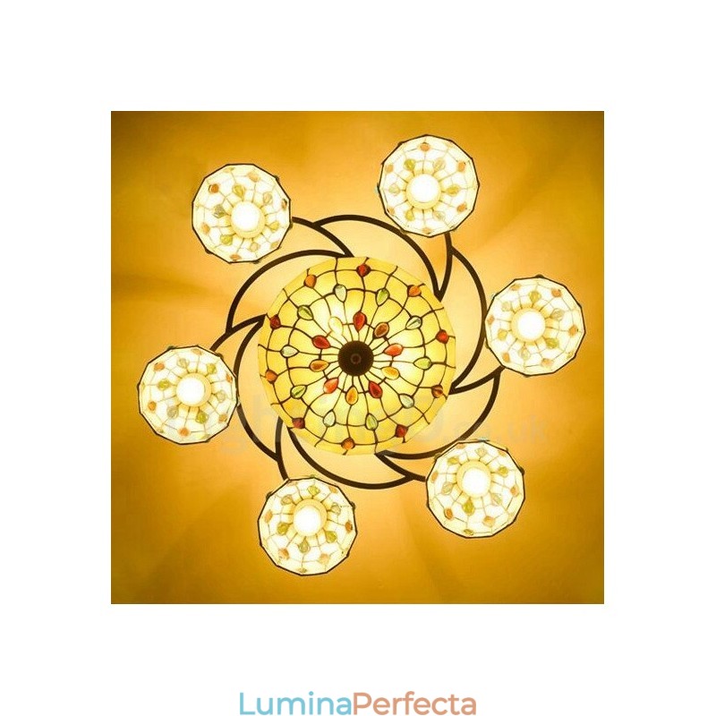 Candelabru integrat în stil mediteranean cu 9 lumină