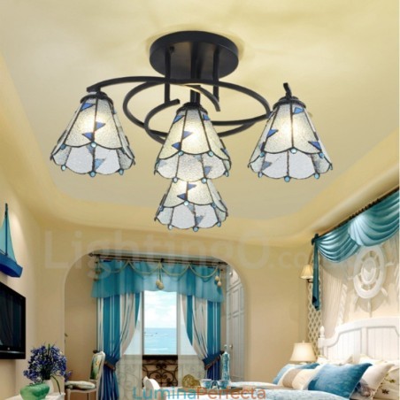 Candelabru metalic integrat pentru baie cu 4 lumini stil mediteranean Candelabru metalic integrat pentru baie cu 4 lumini stil mediteranean