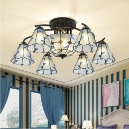 Candelabru metalic integrat pentru baie cu 9 lumini stil mediteranean