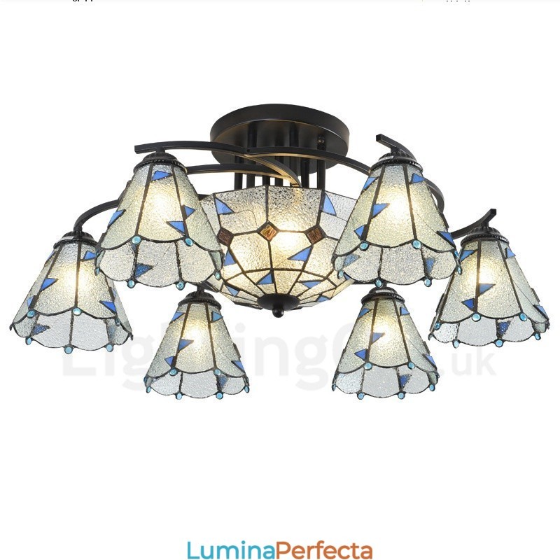 Candelabru metalic integrat pentru baie cu 9 lumini stil mediteranean