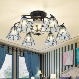 Candelabru metalic integrat pentru baie cu 9 lumini stil mediteranean