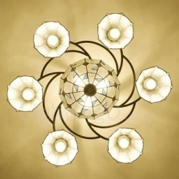 Candelabru metalic integrat pentru baie cu 9 lumini stil mediteranean