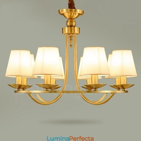 Candelabru din alamă cu 8 lumini rustic Lodge, metal integrat, cupru Candelabru din alamă cu 8 lumini rustic Lodge, metal integrat, cupru