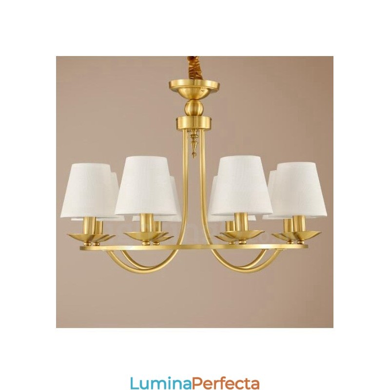 Candelabru din alamă cu 8 lumini rustic Lodge, metal integrat, cupru