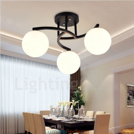 Candelabru integrat Rustic Lodge cu 3 lumini cu abajur din sticlă Candelabru integrat Rustic Lodge cu 3 lumini cu abajur din sticlă