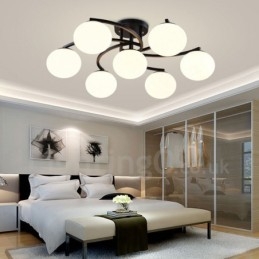 Candelabru integrat Rustic Lodge cu 7 lumini cu abajur din sticlă