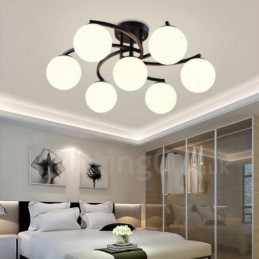 Candelabru integrat Rustic Lodge cu 7 lumini cu abajur din sticlă