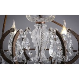 Diametru 60CM 80CM Candelabru din metal cu pictură de cristal vintage, culoare ruginită