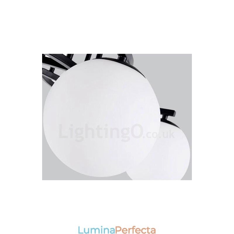 Candelabru integrat Rustic Lodge cu 7 lumini cu abajur din sticlă