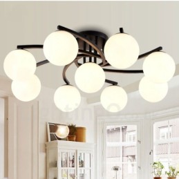 9 Light Rustic Lodge Candelabru integrat cu abajur din sticlă