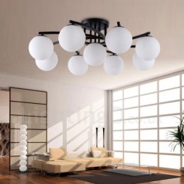 9 Light Rustic Lodge Candelabru integrat cu abajur din sticlă