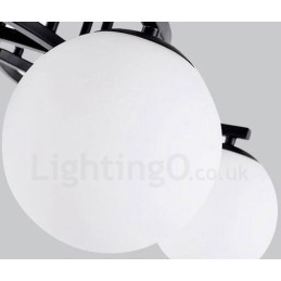 9 Light Rustic Lodge Candelabru integrat cu abajur din sticlă