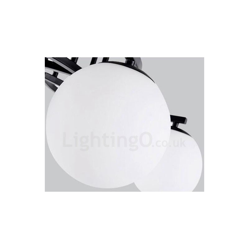 9 Light Rustic Lodge Candelabru integrat cu abajur din sticlă