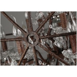 Diametru 60CM 80CM Candelabru din metal cu pictură de cristal vintage, culoare ruginită