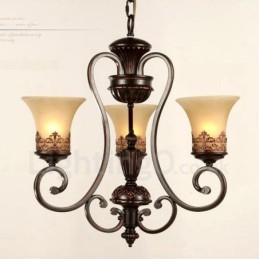 Candelabru metalic integrat Rustic Lodge cu 3 lumini