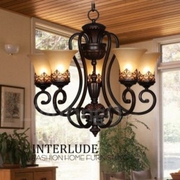 Candelabru metalic integrat Rustic Lodge cu 5 lumini