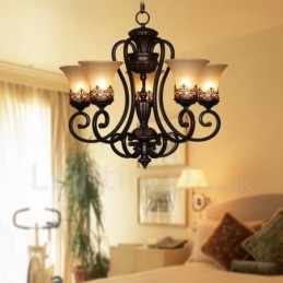 Candelabru metalic integrat Rustic Lodge cu 5 lumini