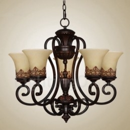 Candelabru metalic integrat Rustic Lodge cu 5 lumini