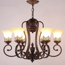 Candelabru metalic integrat Rustic Lodge cu 6 lumini