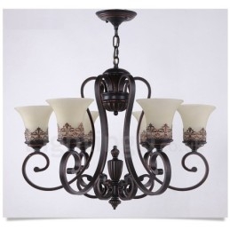 Candelabru metalic integrat Rustic Lodge cu 6 lumini