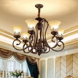 Candelabru metalic integrat Rustic Lodge cu 6 lumini