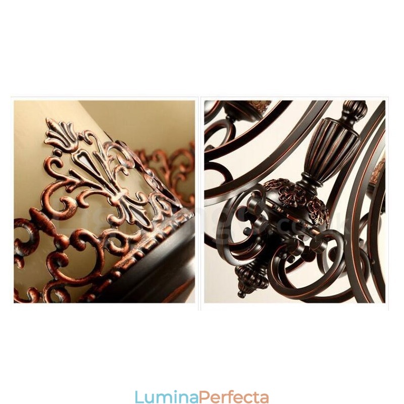 Candelabru metalic integrat Rustic Lodge cu 6 lumini