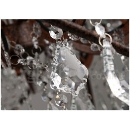 Diametru 60CM 80CM Candelabru din metal cu pictură de cristal vintage, culoare ruginită