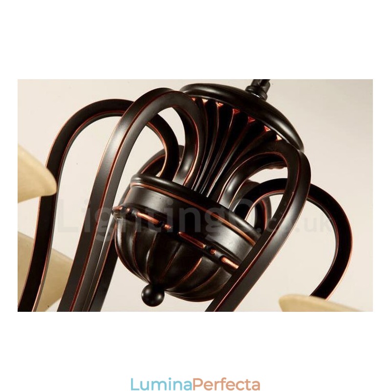 Candelabru metalic integrat Rustic Lodge cu 8 lumini