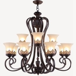 Candelabru metalic integrat Rustic Lodge cu 12 lumini