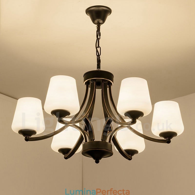 Candelabru metalic integrat Rustic Lodge cu 6 lumini